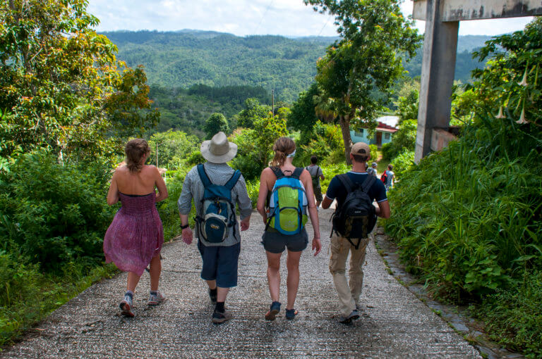 Group of hikers about to start a trek