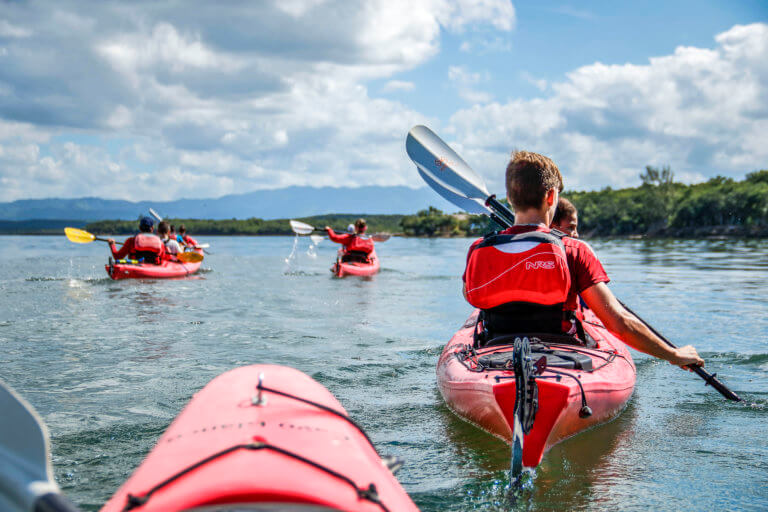 Young Man Kayaking in Cienfuegos, Cuba