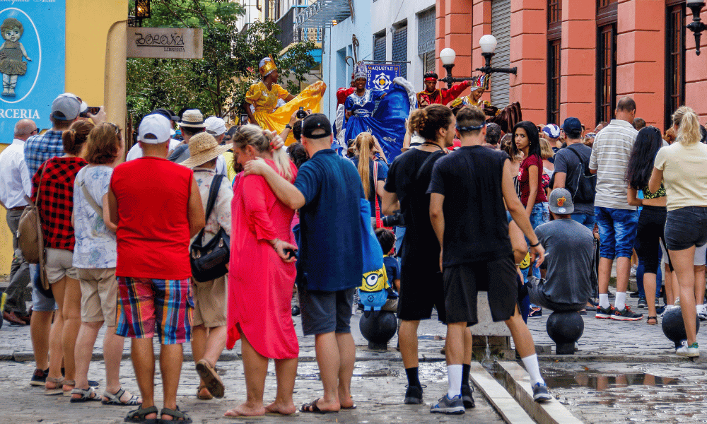 crowd watching a street festival in havana